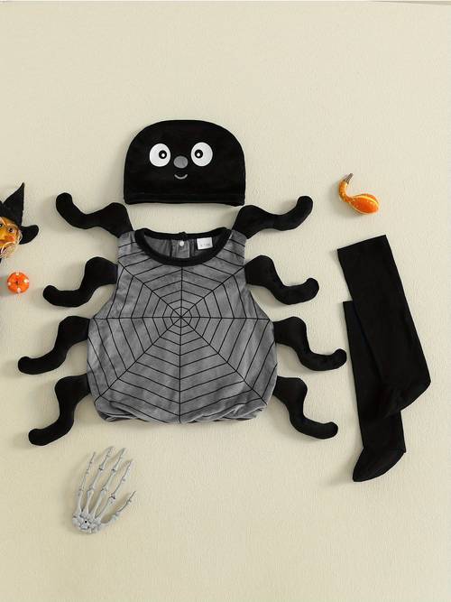 toddler baby halloween spider outfits sleeveless tops long socks hat party clothes outdoor