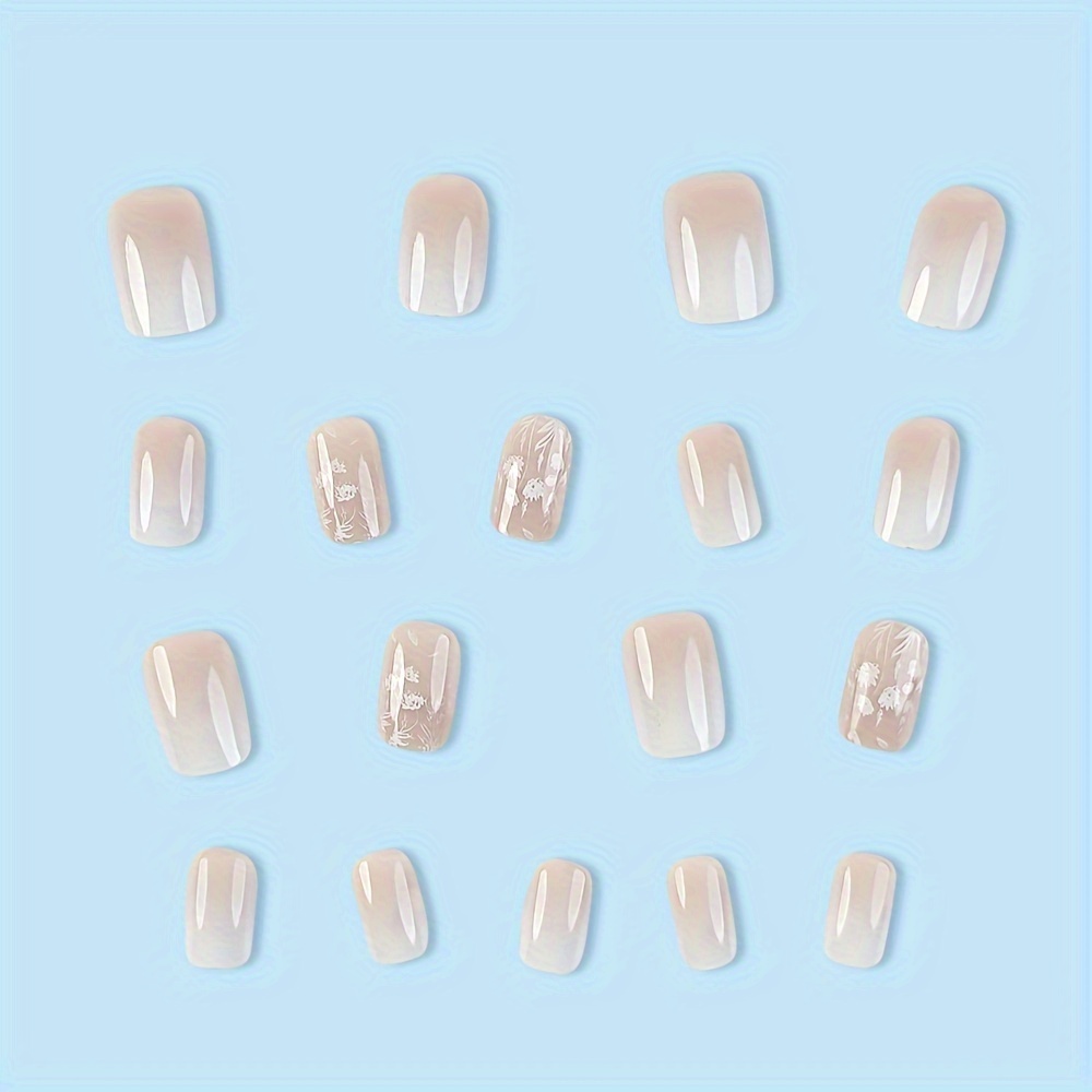 Short Press Nails Nails White full - Temu