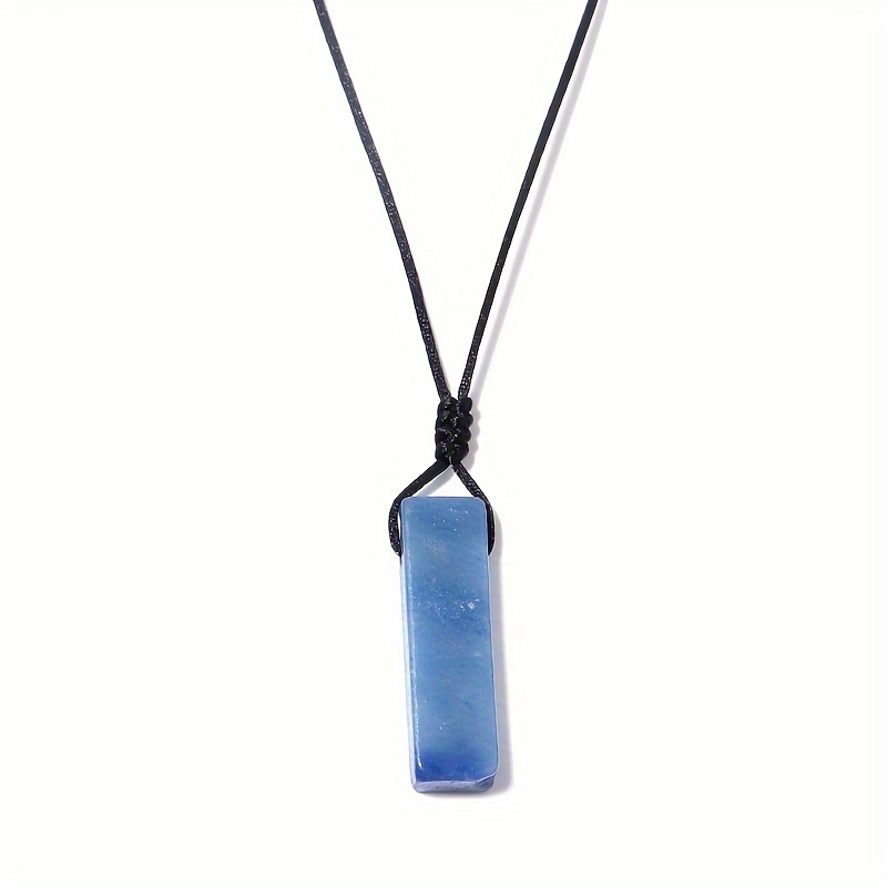 Handmade Natural Stone Rectangular Pendant Necklace