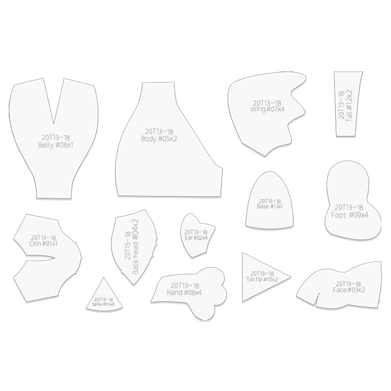 TEMU Kit de couture dinosaure DIY 13 pièces en plastique PET transparent avec pochoir pour fabrication de dinosaure ailé et poupée à cornes, loisir