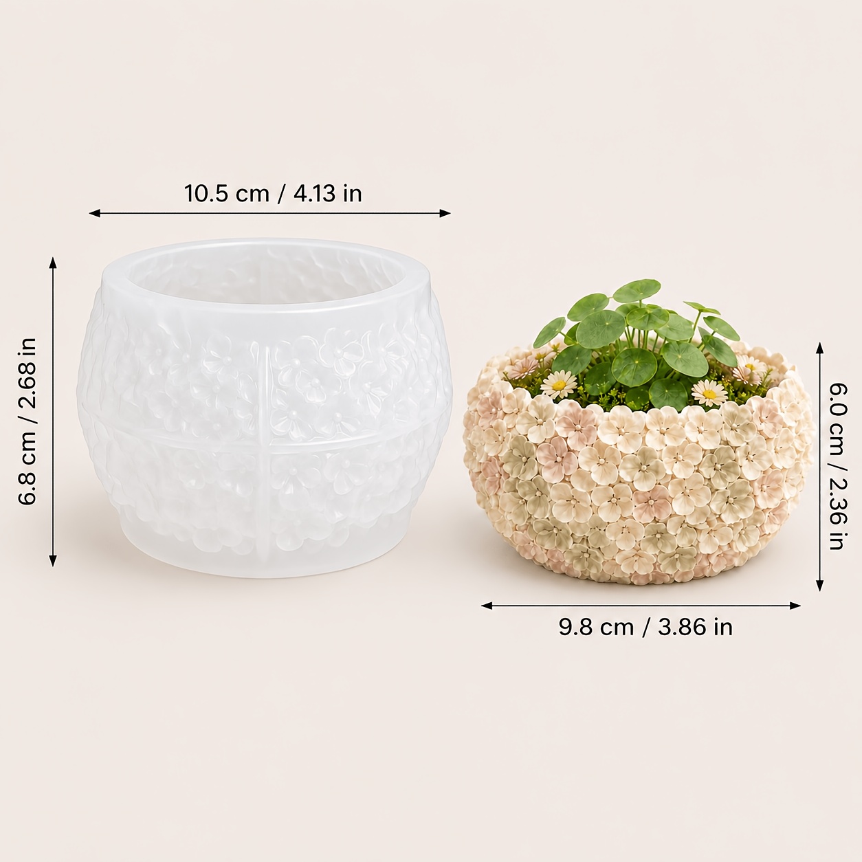 TEMU Cibatu 3d Full Floral Spherical Bowl Mold Suitable For Diy Resin Crafts, Reusable Silicone Mold With Daisy Embossments & Petals, Easy Demold For