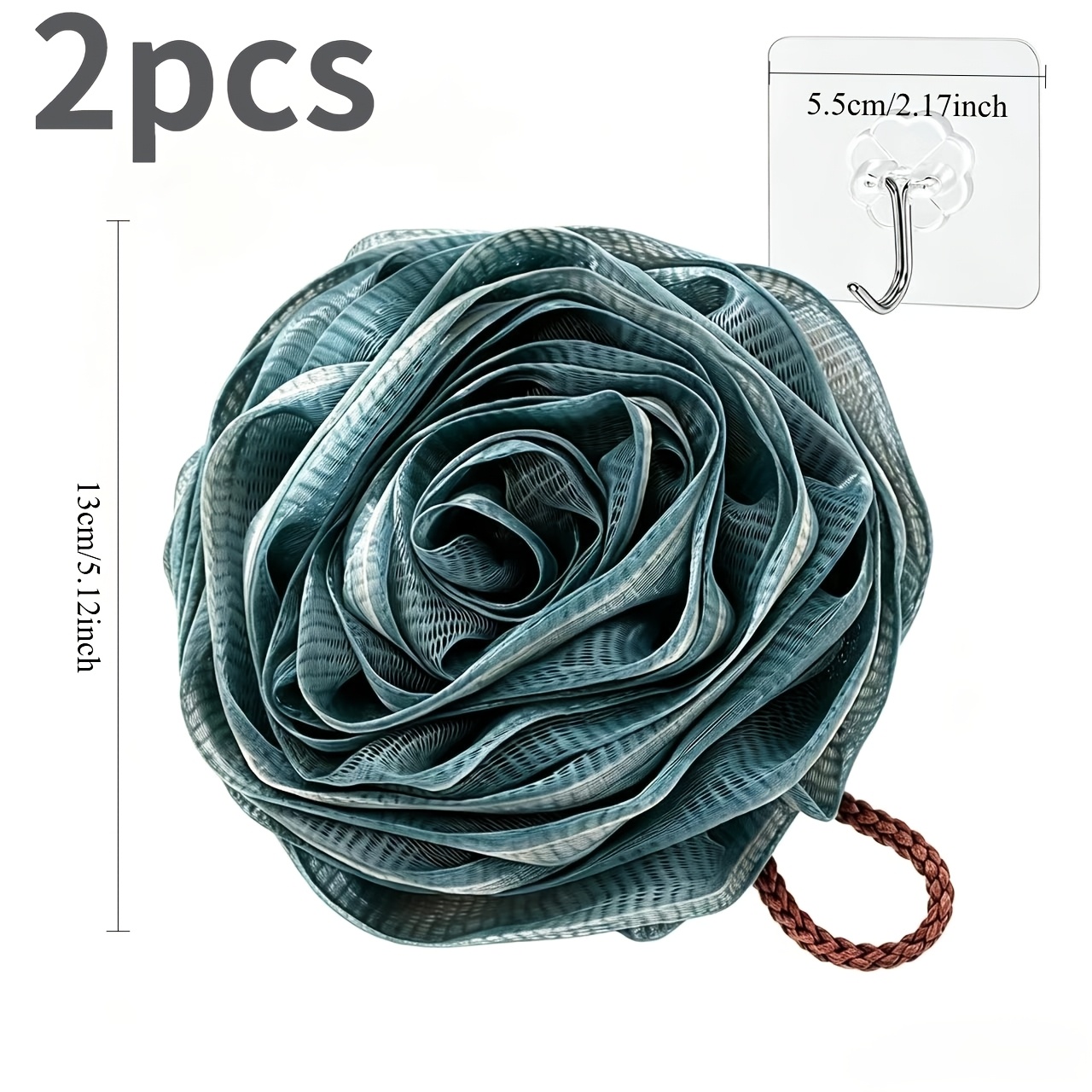 Large Rose-Shaped Bath Loofah Sponge with Storage Hook