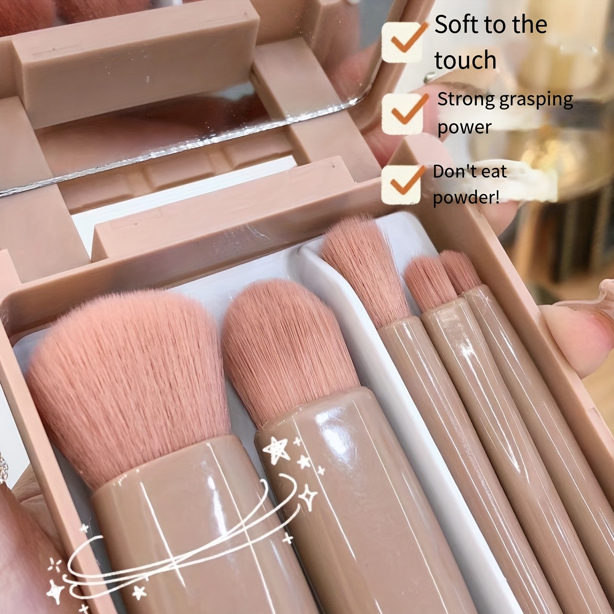 REAL TECHNIQUES Mini Brush Foundation and Blush Duo, Travel Size, For Loose  Blush and Liquid Foundation, 2 Piece Set, Multicolor