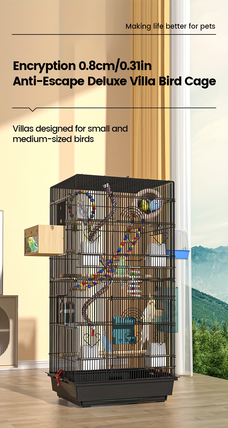 heavy duty metal bird cage with 0 8cm wire   durable small pet cage for squirrels rabbits hamsters small animals easy   secure latches ventilation grills small animal cage sleek metallic   sturdy construction Product details 2