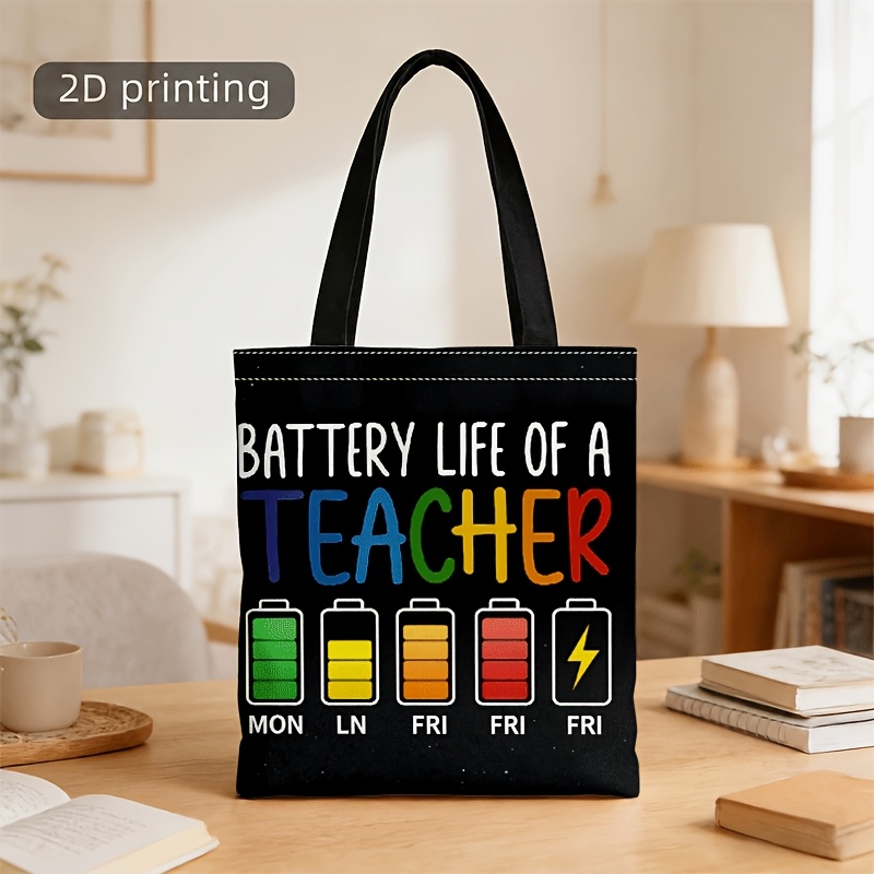 TEMU 1pc Of Crossbody Bag And Handbag For Men And Women, Colorful Teacher Print, Dual-use Hand & Crossbody Bag, Fun Creative, Unisex, Ideal For