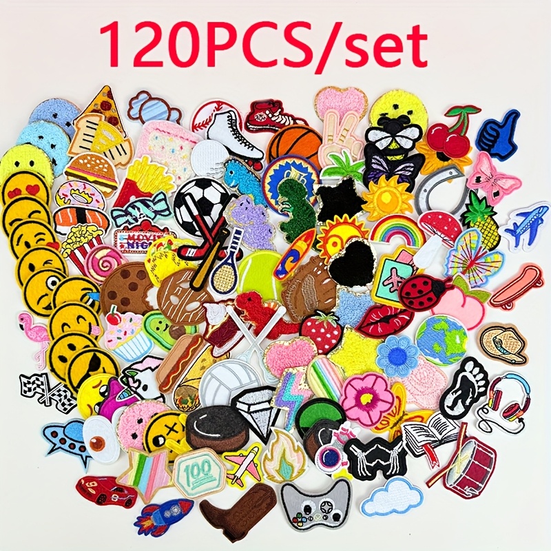 E-shop 120 Stück, 80 Stück und 60 Stück sowie 40 Stück pro Set selbstklebende Aufnäher – Niedliche Patches für Kleidungszubehör, Schuh- und