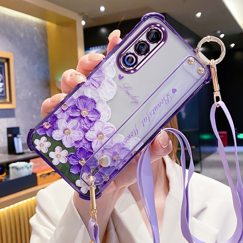 TEMU para Teléfono - Transparente Compatible con OPPO A80 5G, Cubierta de TPU con Correa de Muñeca, Cordón , Carcasa y Elegante para Mujer