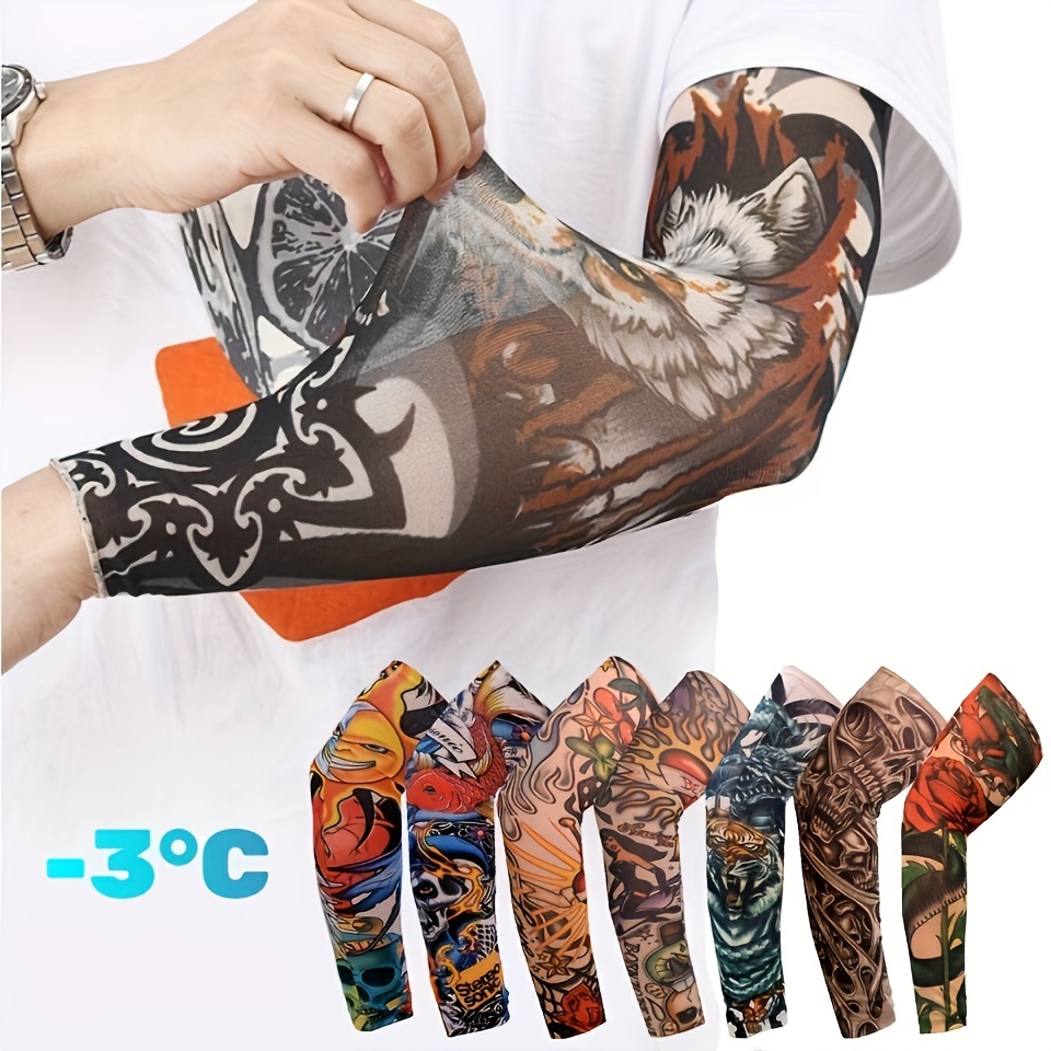 15 pcs tattoo sleeves set sunscreen arm sleeves soft elasticity flower arm gloves cycling details 8