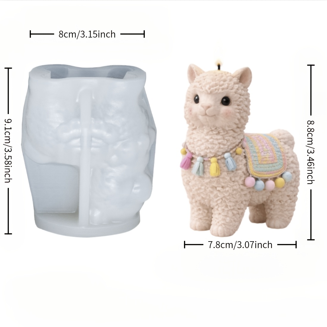 3d Cute Alpaca Silicone Mold ( Textured) — And Easy To Demold, Ideal For Crafting Candles, Plaster Diffusers, Soaps, And Cement Crafts