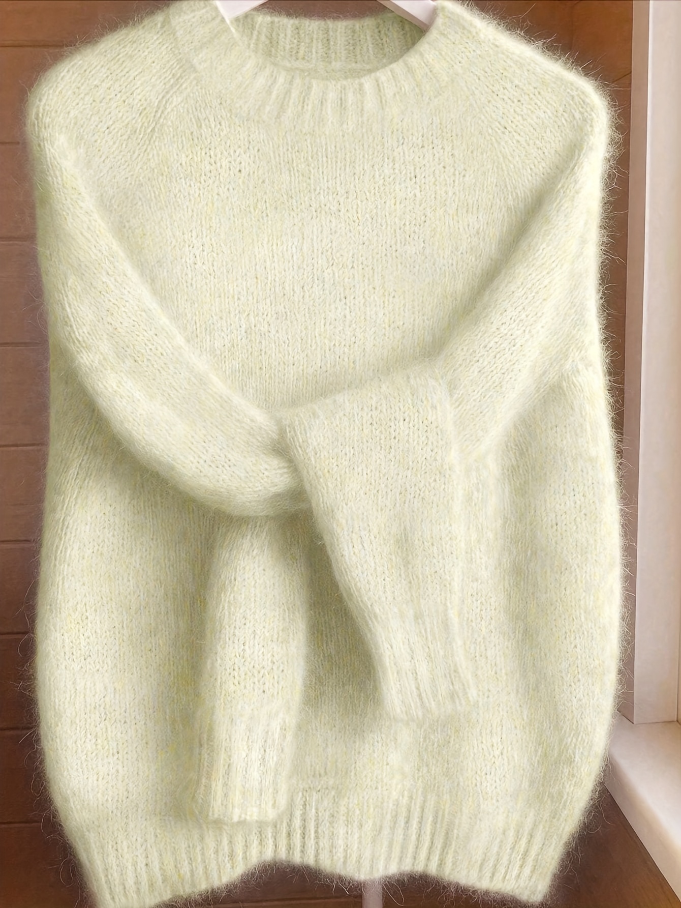 womens brushed mohair blend sweater french inspired raglan sleeve drop shoulder plush for fall winter christmas birthday gift idea
