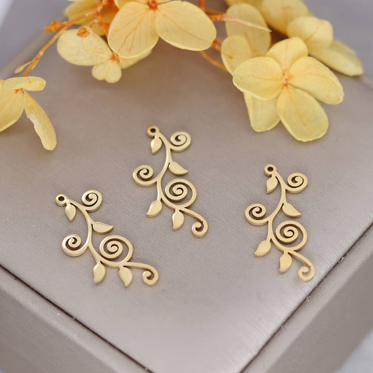Image of 3pcs Stainless Branch Charm Pendants For Jewelry Making Earrings Bracelet Necklace Additions