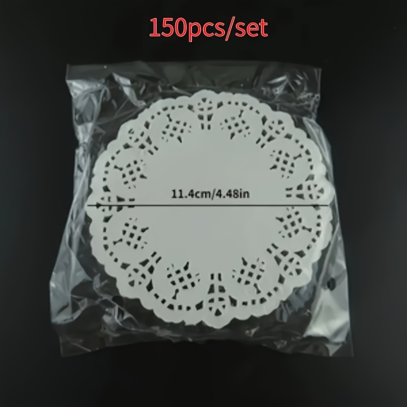 150pcs 4.48-inch White Lace Paper Pads - Very Suitable For Baking, Serving, Decorating, And Oil Absorption