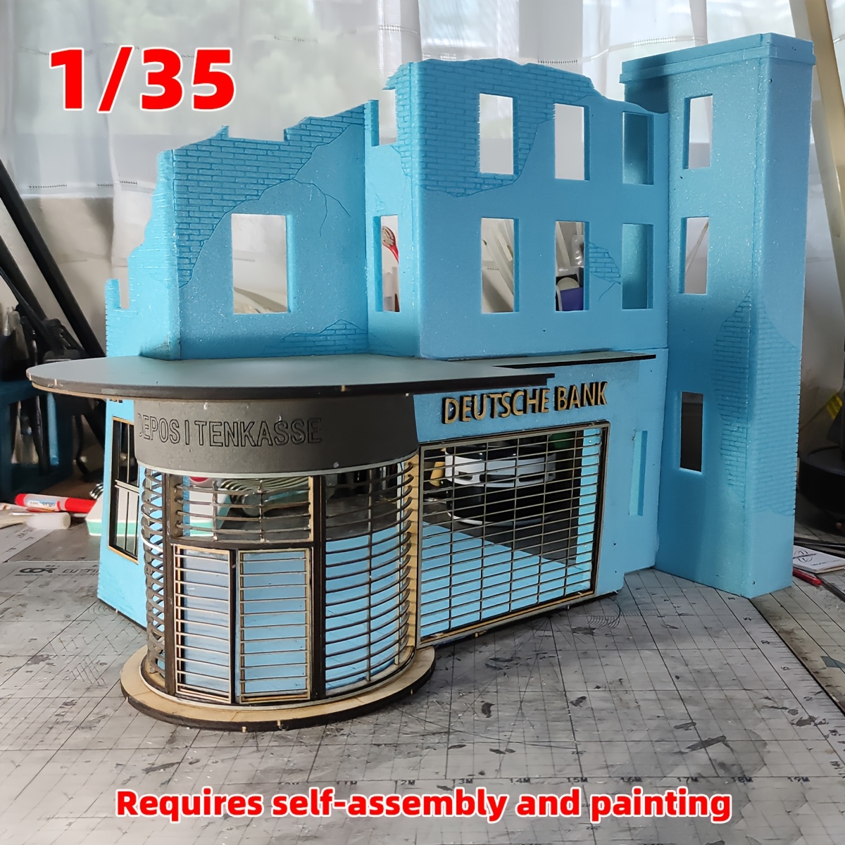 Architectural Miniature Building Kit, German Bank Diorama