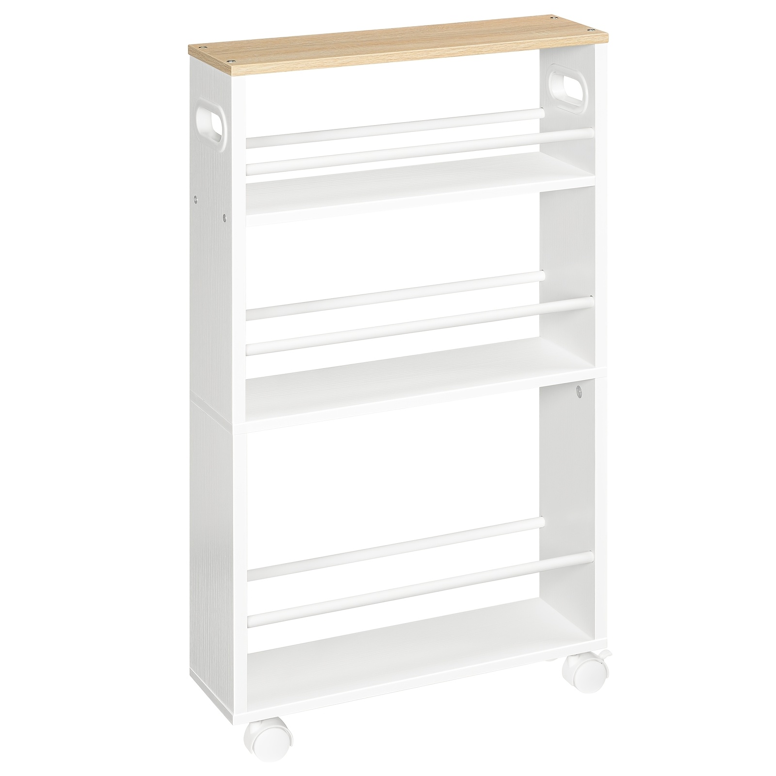TEMU Storage Cart, Three-tier Storage Cart, Suitable For Small Space Narrow Kitchen Cart, White Storage Cart With A Height Of 80cm, Easy To Move With