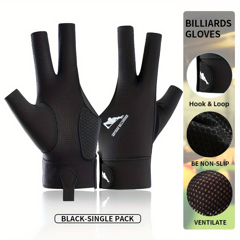 TEMU Professional Billiards Gloves Lightweight High Elastic Breathable Gloves Snooker Billiards Fingerless Non-slip Gloves Single Pack