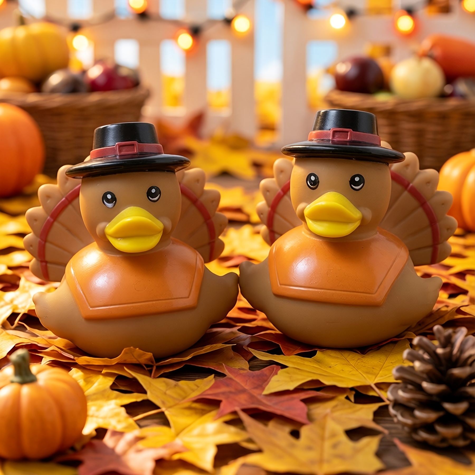 TEMU 2pcs Thanksgiving Turkey Duck Ornament Figurine Medium Model Suitable For Home Desktop Office Desktop Decoration Car Decoration Holiday