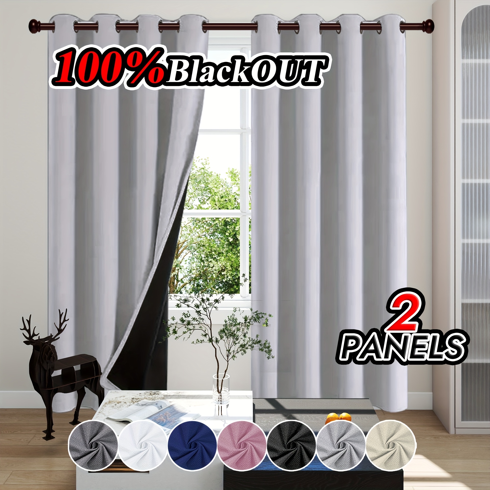 два штора-теплоизолятора, 100% светонепроницаемые, шумопоглощающие, солнцезащитные шторы, затемняющие комнату, из однотонного полиэстера с подкладкой с покрытием, легкие, с верхним отверстием для подвешивания, в современном романтическом минималистичном стиле Детали 6