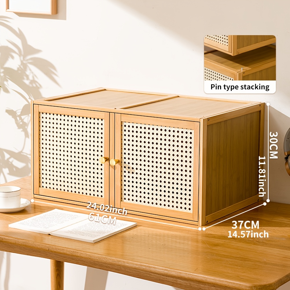 TEMU 1pc Solid Wood Grid Cabinet For Free Combination Floor Storage Unit With Lid Storage Box, Home Use, Windowsill Bookshelf