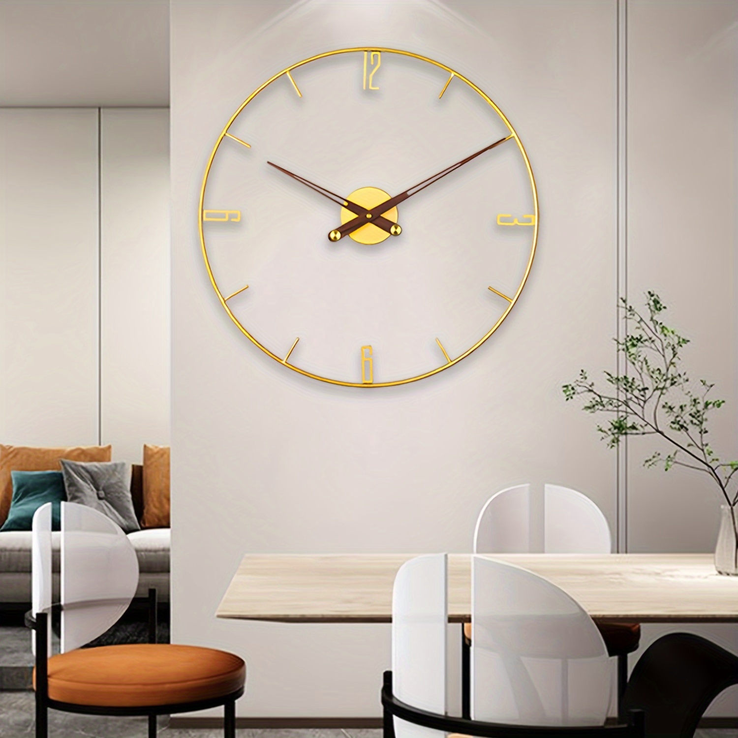 Reloj de mesa de metal con péndulo, relojes para decoración de sala de  estar, reloj de escritorio de lujo moderno y silencioso para sala de estar