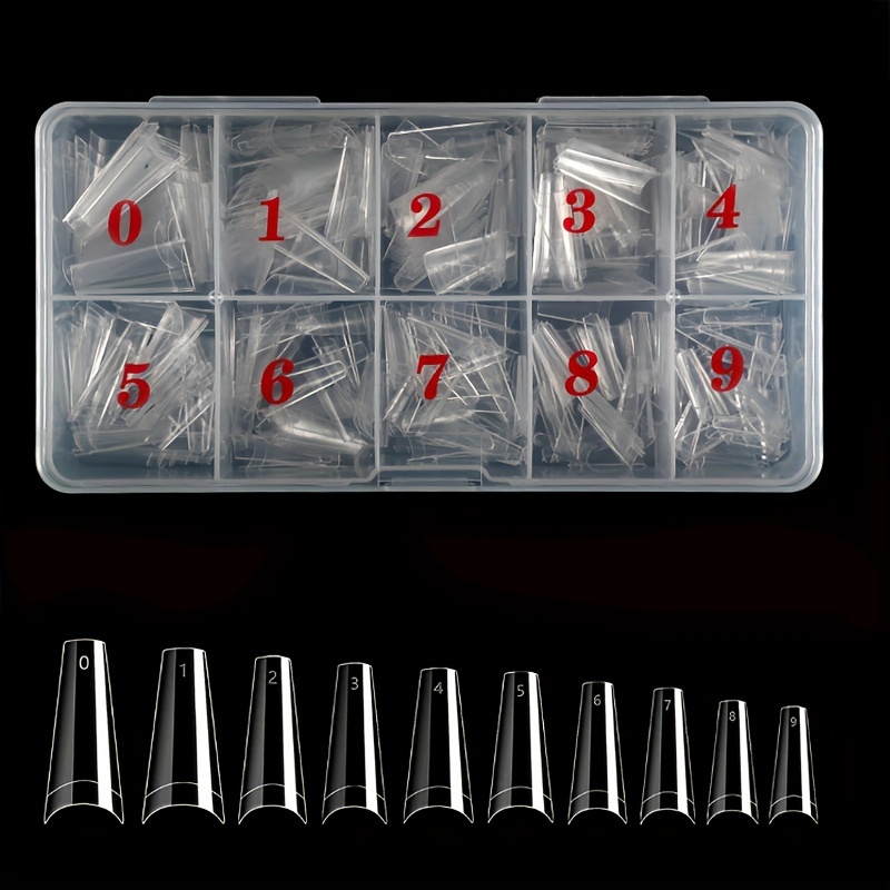 TEMU 500pcs Full Cover French Ballet Fake Nail Tips In 10 Sizes, Clear Plastic Box Included, Nail Salons And Diy Manicure, Ballet Dancer Nails Design