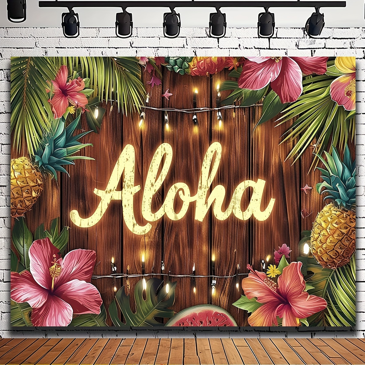 Hawaiian Aloha Party Decoration, Extra Large Summer Luau Beach Party Banner  Backdrop Background Photography for Birthday Musical Party Baby Shower