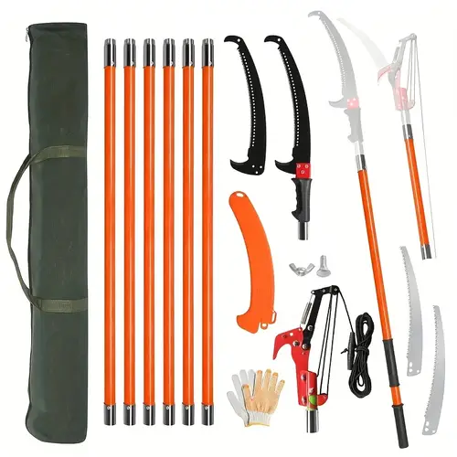 26ft manual pole saw extendable tree pruner with spiral splicing design lightweight plastic construction portable bag for easy tree trimming no electricity required garden maintenance adjustable pole saw extendable saw pole saws for tree trimming
