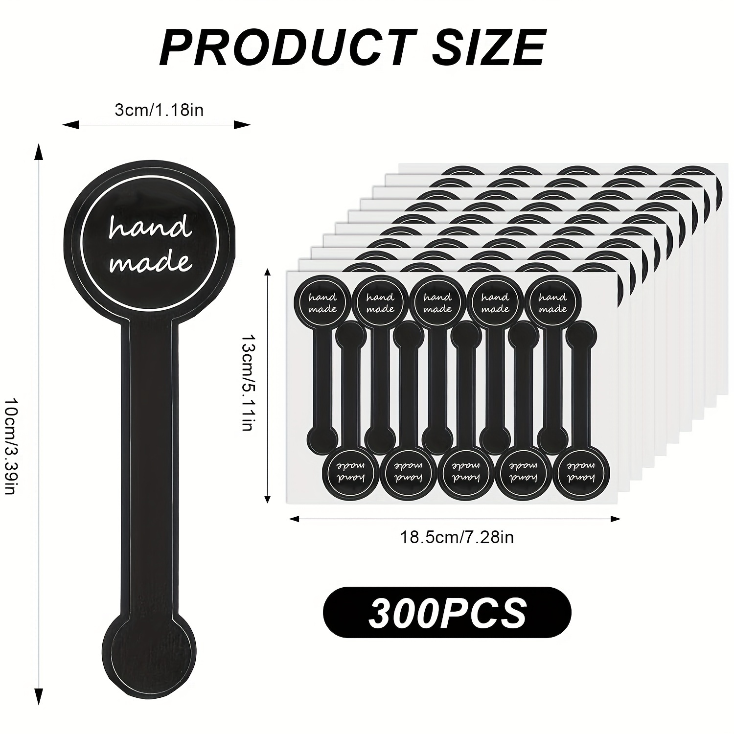 300/500pcs Handmade Food Baking Sealing Stickers, Self-adhesive Diy Cake Labels, Black Long Tags Bag Lollipop Candies Cupcakes Sweatbread