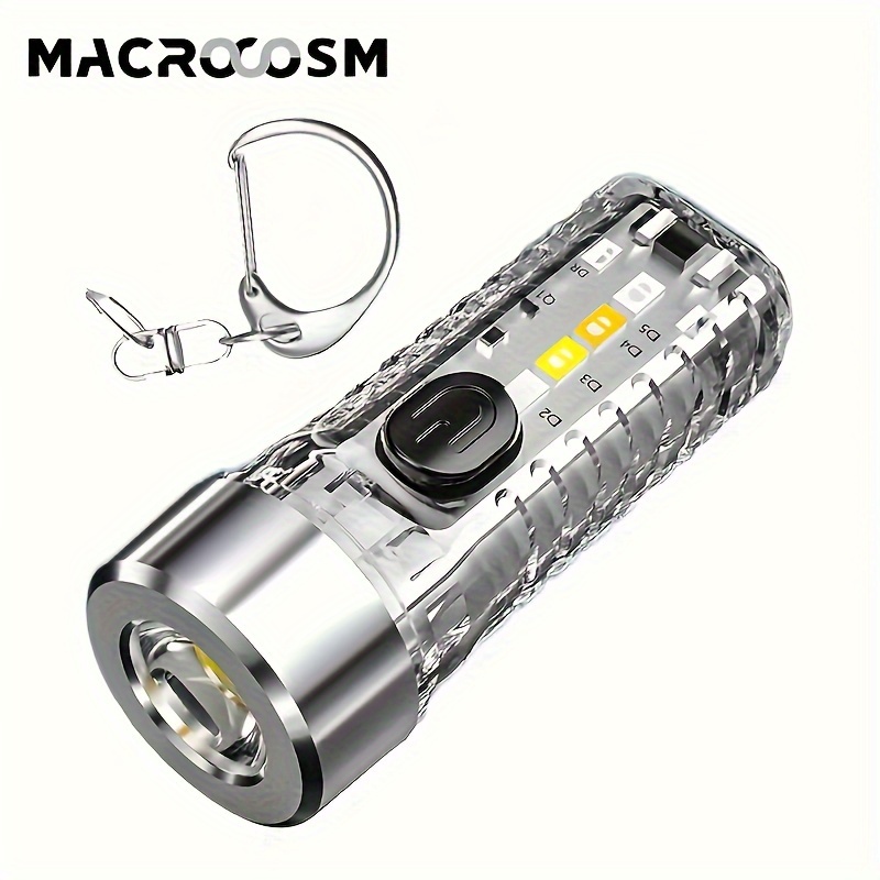 

1pc Mini Portable Led Flashlight With Keychain: Usb Charging Warning Light For Outdoor Camping & Emergency