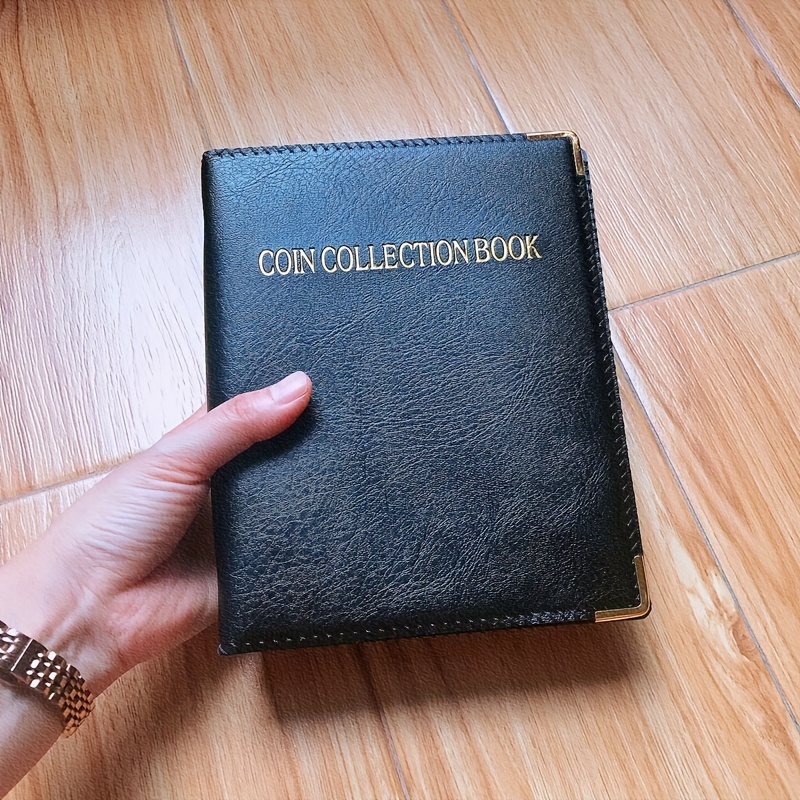 

480-grid Leather Coin Collection Album With Expanding Pages, Large Capacity Pvc Coin Storage Book With Band Closure