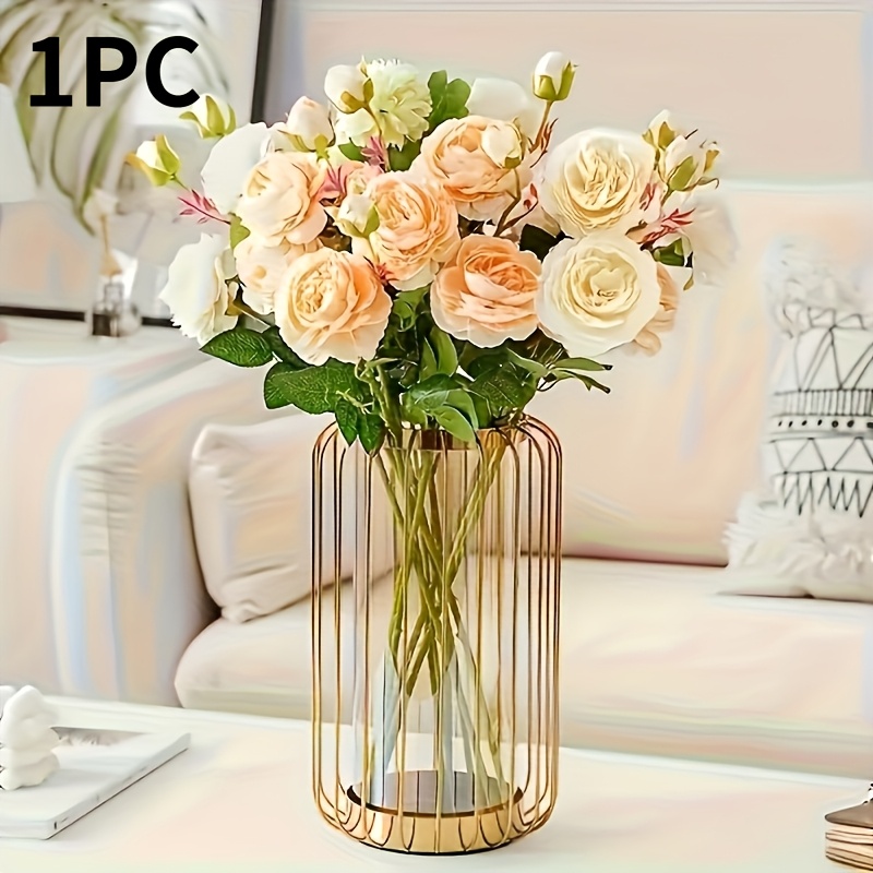 E-shop 1 goldene laternenförmige Reagenzglas-Hydrokulturvase – Klassisch, langlebig exquisit gestaltet, geeignet für Wohnzimmer, Weinschränke,