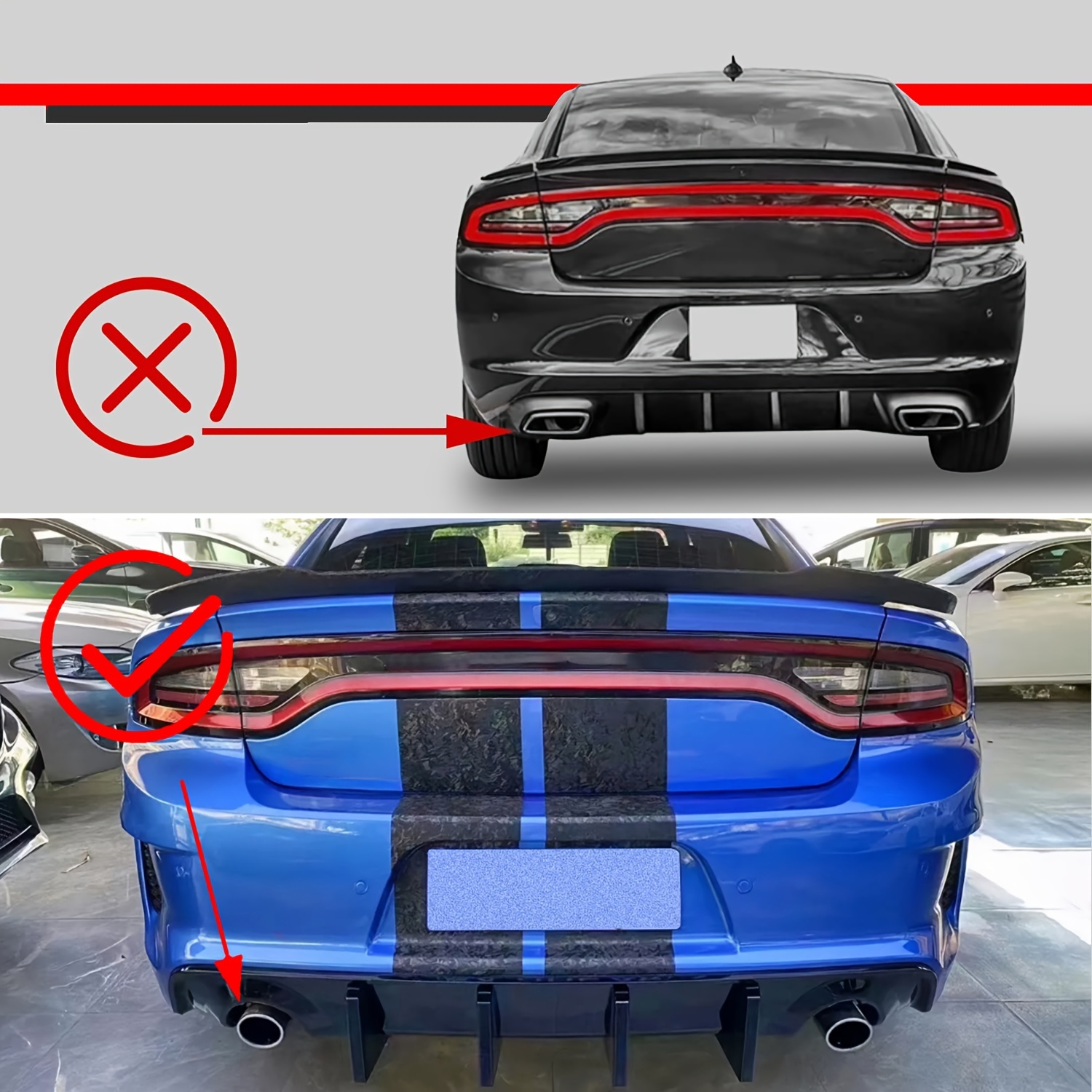 Rear Diffuser Bumper Lip with LED Light Fit for Tesla Model Y 2020-2023 Carbon Fiber
