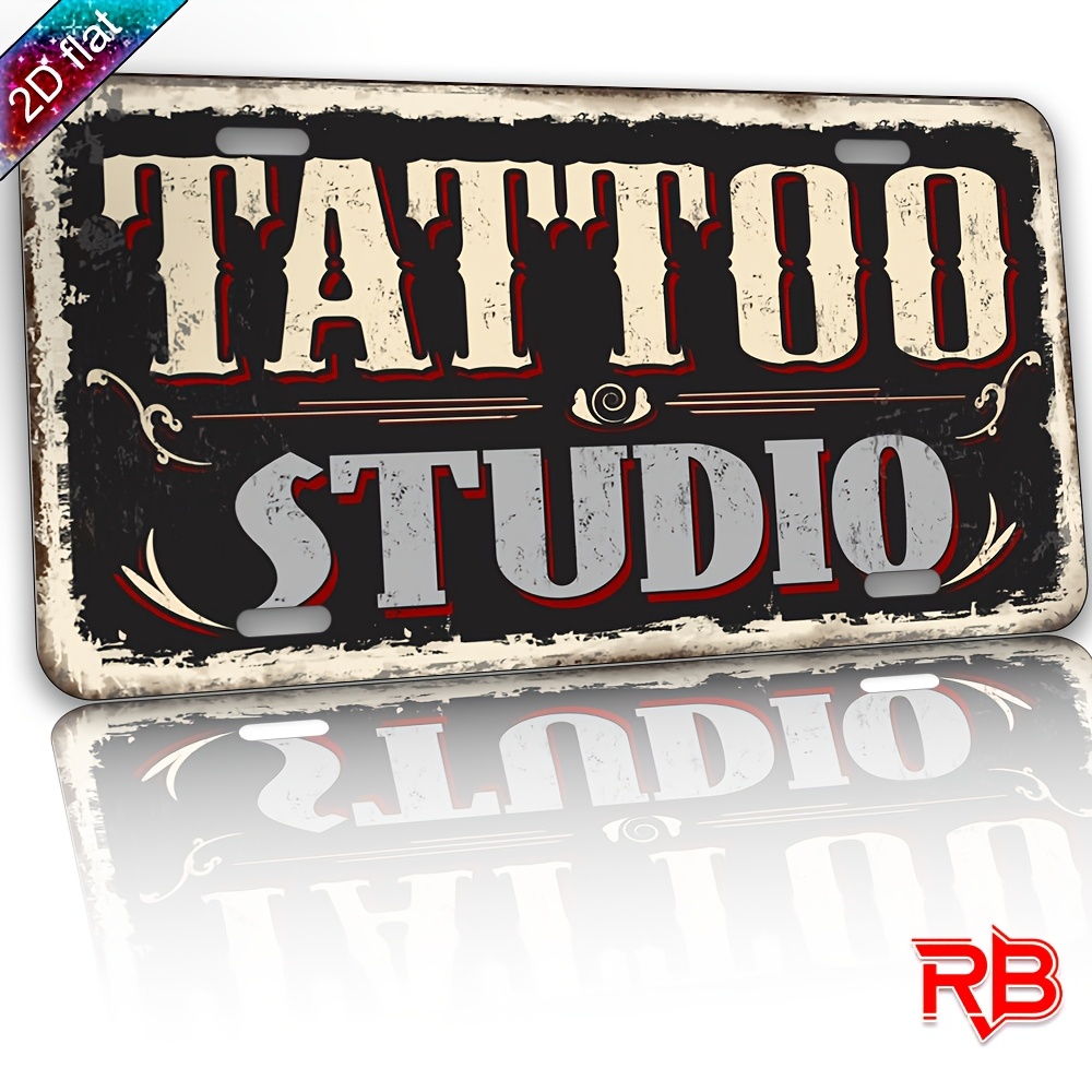 TEMU 2d Flat, 1pc Aluminum Metal Sign - 30x14.99cm Uv Printed, Black With Text, Vintage Tattoo Design, Durable Indoor/outdoor Wall Decor For Home,