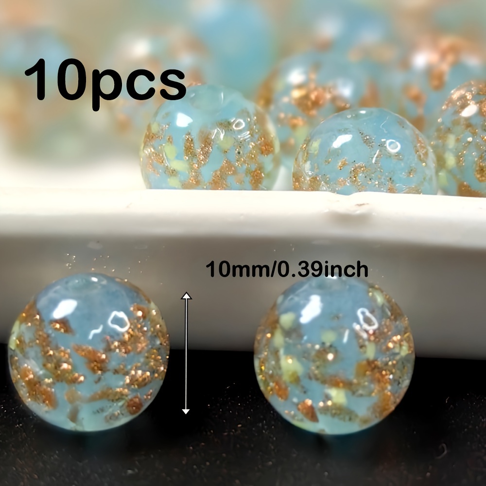 TEMU 10mm Luminous Snowflake Glass Beads In Lake Blue For Bracelet And Necklace Additions