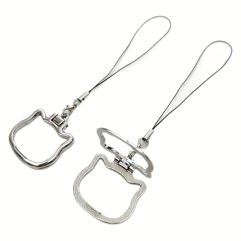 Metal Folding Phone Holder With Adjustable Hanging Rope – Alloy Mobile Stand For Desktop Support, Portable & , Phone Grip