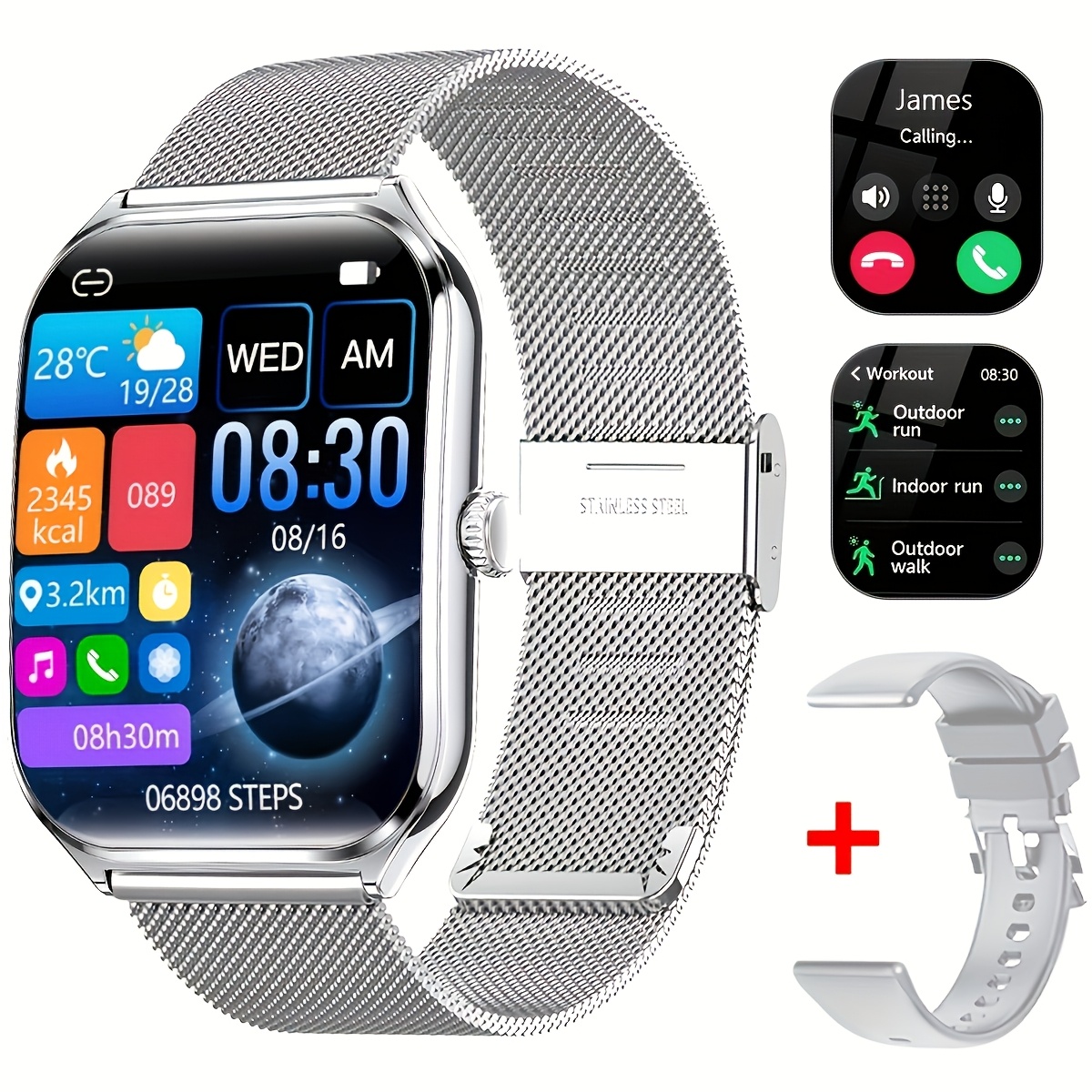 Aviwogr Ultra-Thin Smartwatch Compatible with Android/iPhone