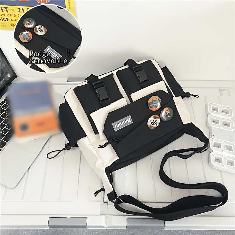 TEMU 1 Fashionable Nylon Crossbody Bag - Casual Japanese-style Shoulder Bag With Adjustable Straps, Large Capacity, And Multi-, Suitable For School