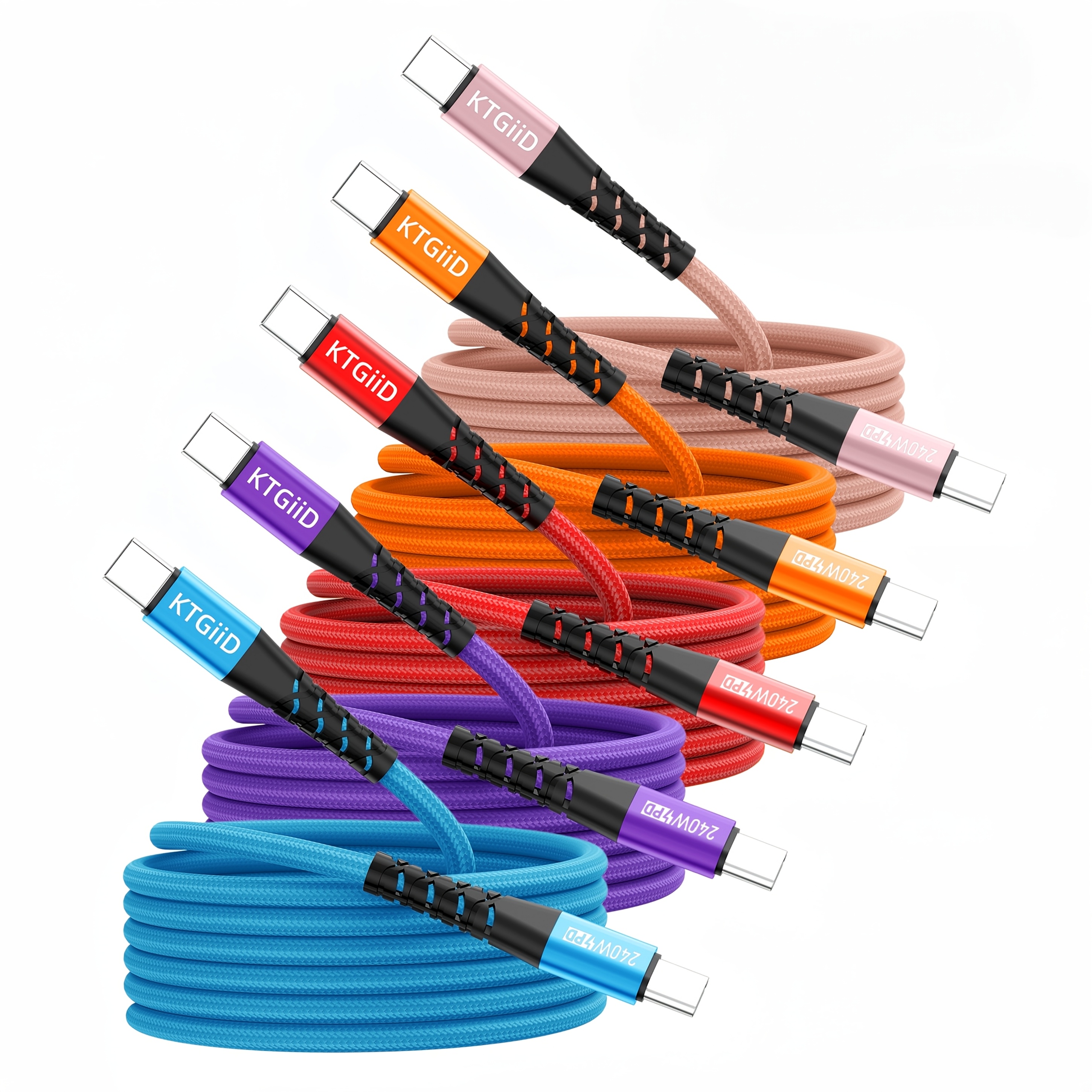 KTGiiD 240W USB C na USB C kabel, paket 5 kosov [3,3 čevljev 6,6 čevljev] Hitro polnjenje Type-C na Type-C kabel za iPhone 15/16/17/18 Pro/Max