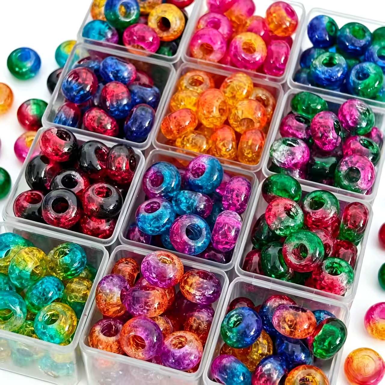 TEMU 21 piezas 14*9Mm Retro Colorido Acrílico Agujero Grande Espaciador Cuentas Versátiles Adiciones de Cuentas Cuentas Decorativas Decoraciones de