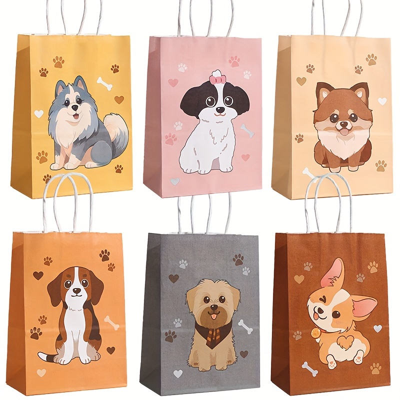

12/24pcs, Kraft Paper Tote Bag Dog Theme For Pet Party Birthday Party Gift Bag Storage Party Supplies