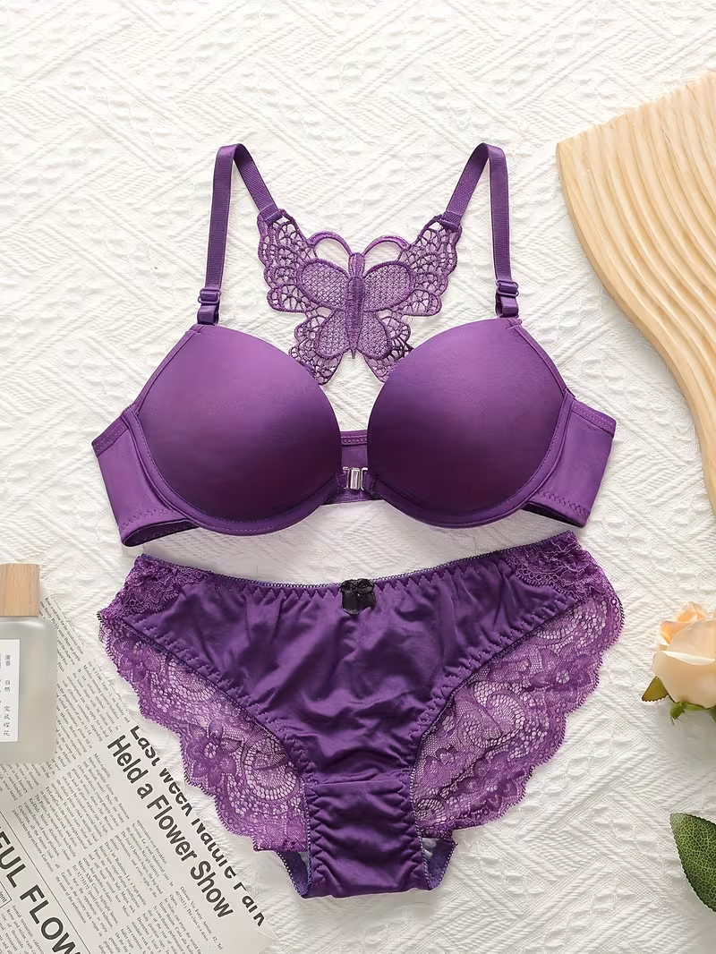 1 set of front closure comfortable lift up anti sagging womens underwear set Product details 0