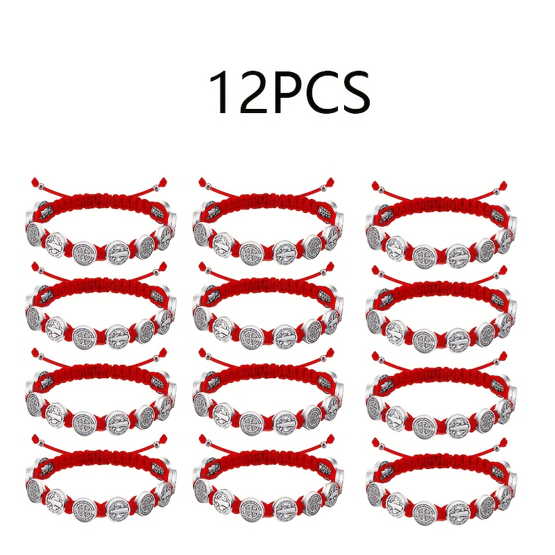 TEMU Lot de 12 bracelets religieux catholiques faits à - Perles de bénédiction , bracelet tissé vintage non revêtu pour hommes et femmes, cadeaux de