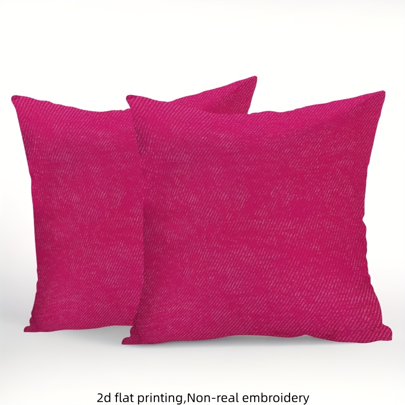 TEMU 2d Flat - 2d 2pcs Pink Textured Pillow Covers, Easy Textured Pillowcases For Modern Home Decor, Suitable For Living Room Balcony Bedroom Sofa