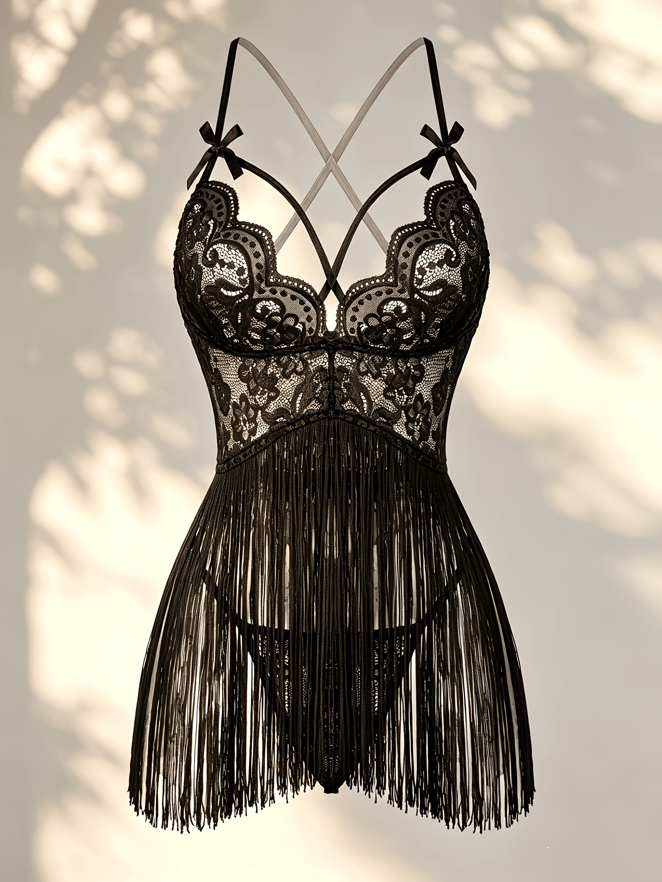 underwear for halter neck dress hot sheer thin lace tassel camisole neckline:round