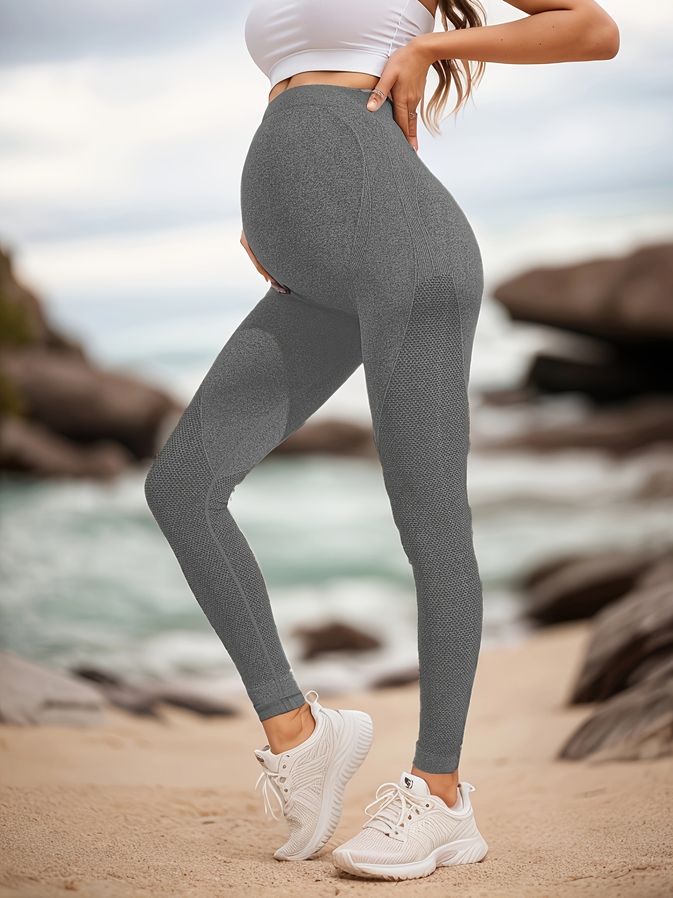 1pc High Waist Maternity Leggings For Autumn/winter, Stretchy, Breathable,  Seamless, Supportive, Perfect For Yoga & Daily Life