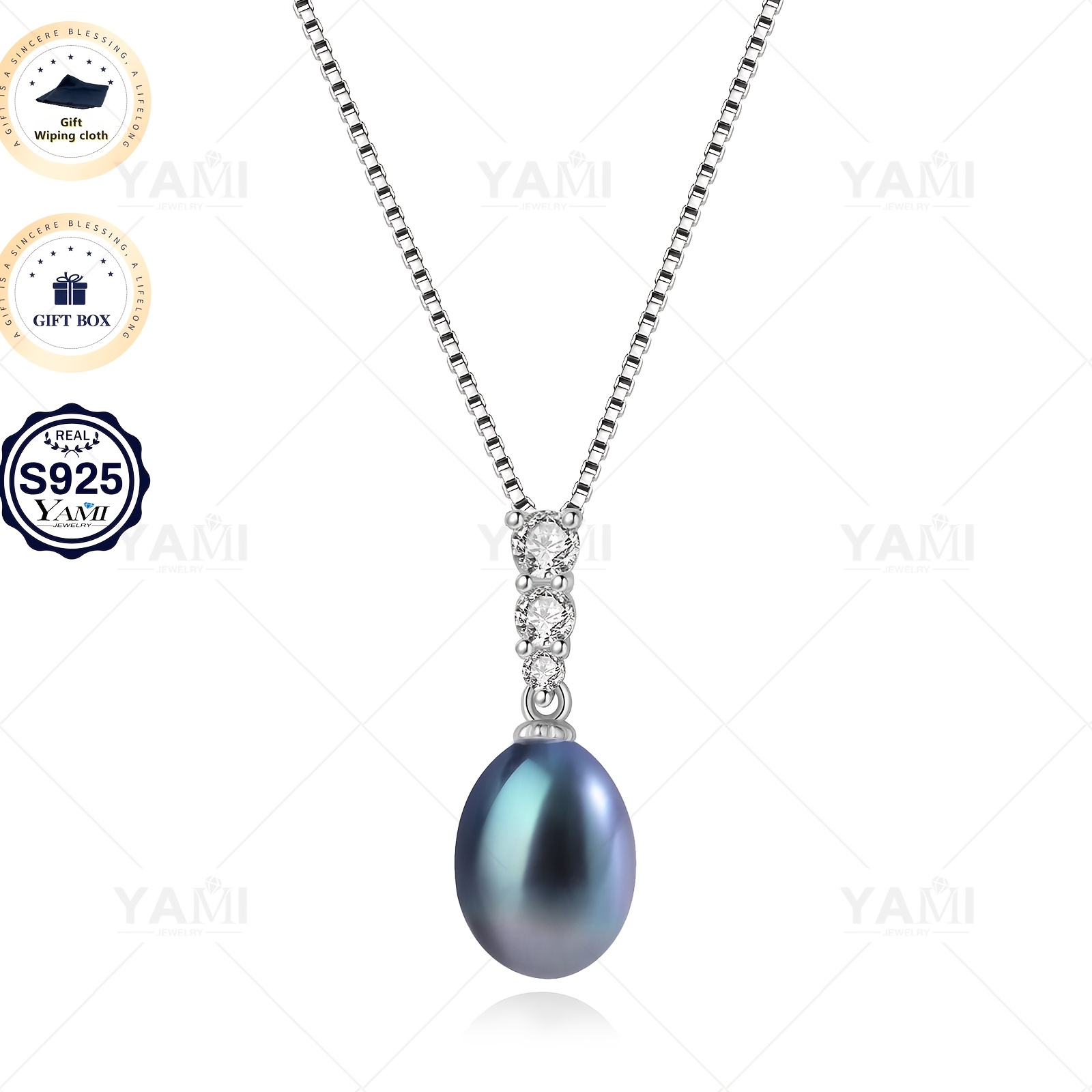 Image of Yami Pearl Necklace, Freshwater/ Pearl Necklace, 9-13mm, /pink Purple, Genuine Pearl Necklace, Ladies' Style, 925 Sterling Silver Rhodium Plated, 45+5cm Adjustable Length, Ladies' Jewelry Gift