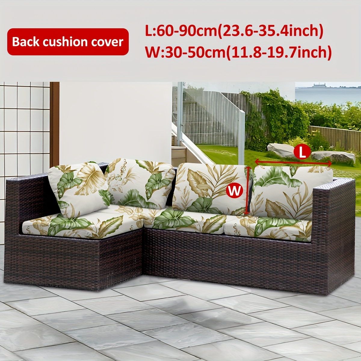 TEMU Pack Of 1 Outdoor Printed Green Leaf Floral Sofa Cushion Cover Protective Sofa Furniture Home Decoration Sofa Protector ( 145gsm)