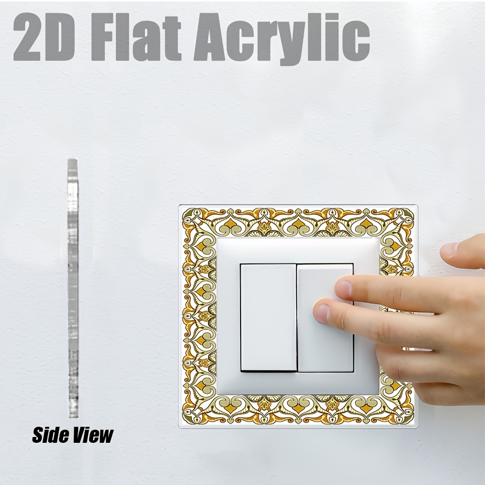 TEMU Pegatina para de con floral dorado , decoración de pared para de enchufe, 1 pieza, pegatina de pared para panel de moderno, cubierta de enchufe