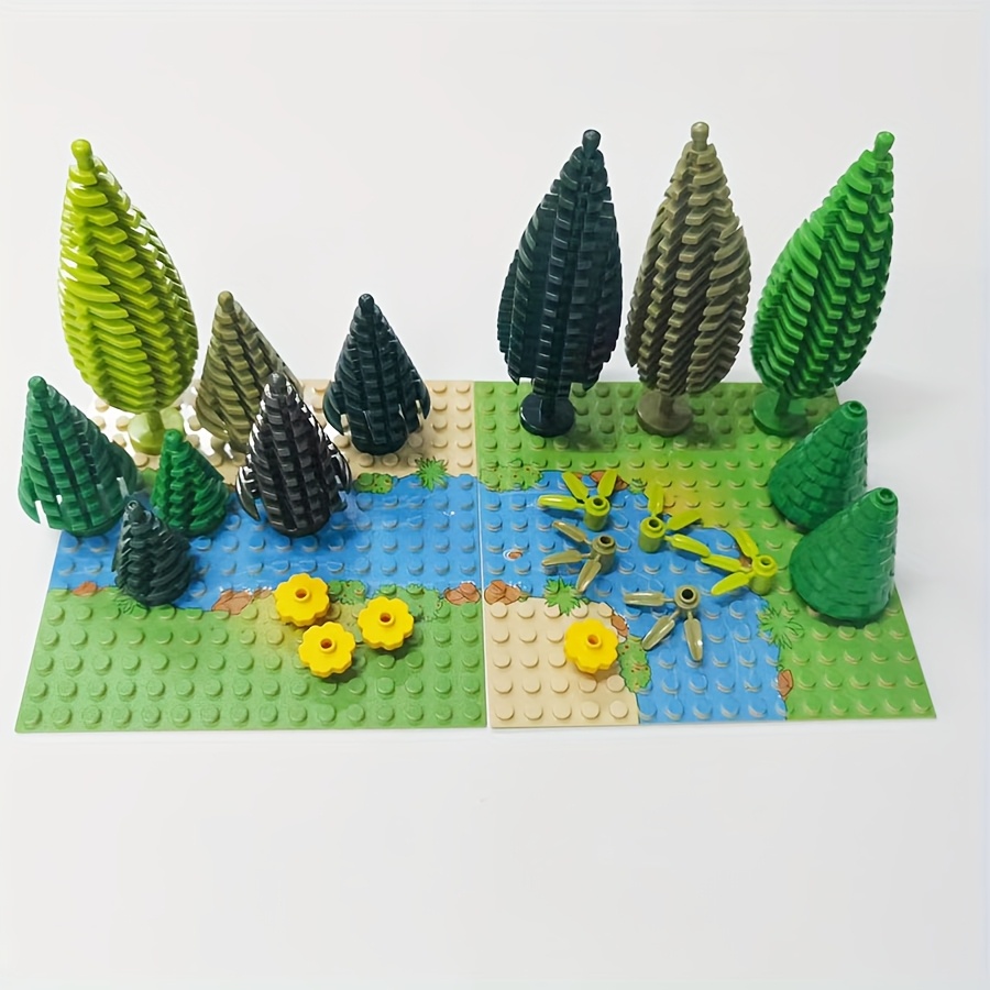 2pcs Set Small Grain Base Plates Forest Scene Building Blocks Home Decor Board
