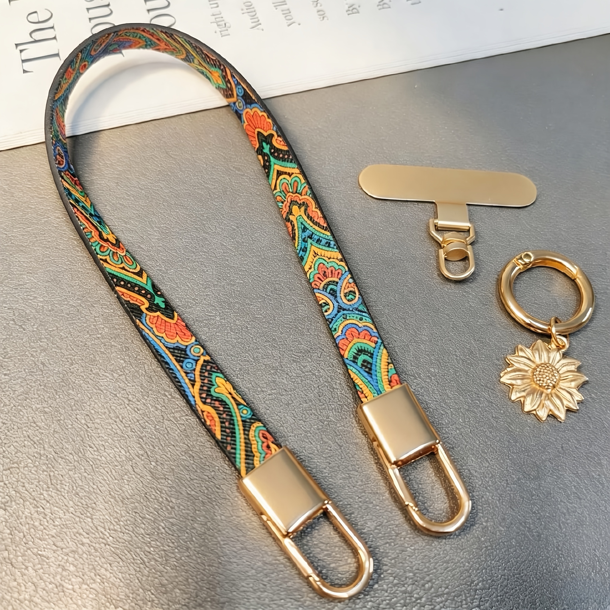 TEMU Wrist Phone Lanyard, Shoulder Strap Wallet Accessory, Pu Leather Car Key Fob, Loop Strap Keychain, Suitable For Cameras, Keys, Phones, Wallets,