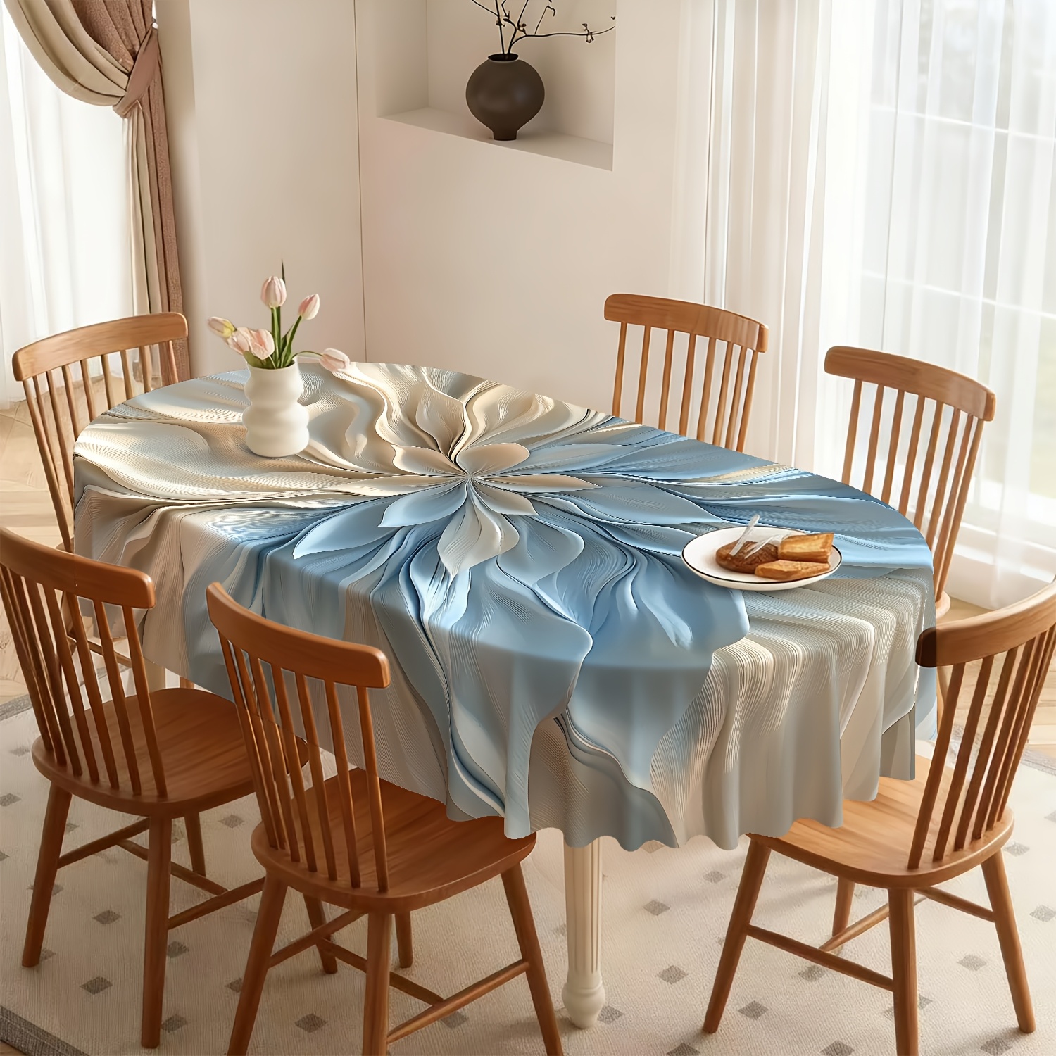 TEMU Nappe à floraux et avec motif , élégamment conçue pour tables rondes, carrées, rectangulaires ou ovales. En polyester, pour tables basses,
